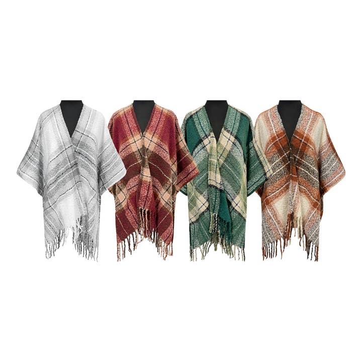 Autumn Plaid Ruana for wholesale by Grand Sierra