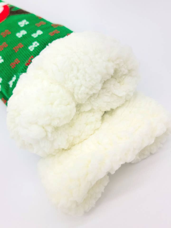 Snazzy Santa - Wholesale Socks - Unisex - Cozy Socks Green with Rudolph2