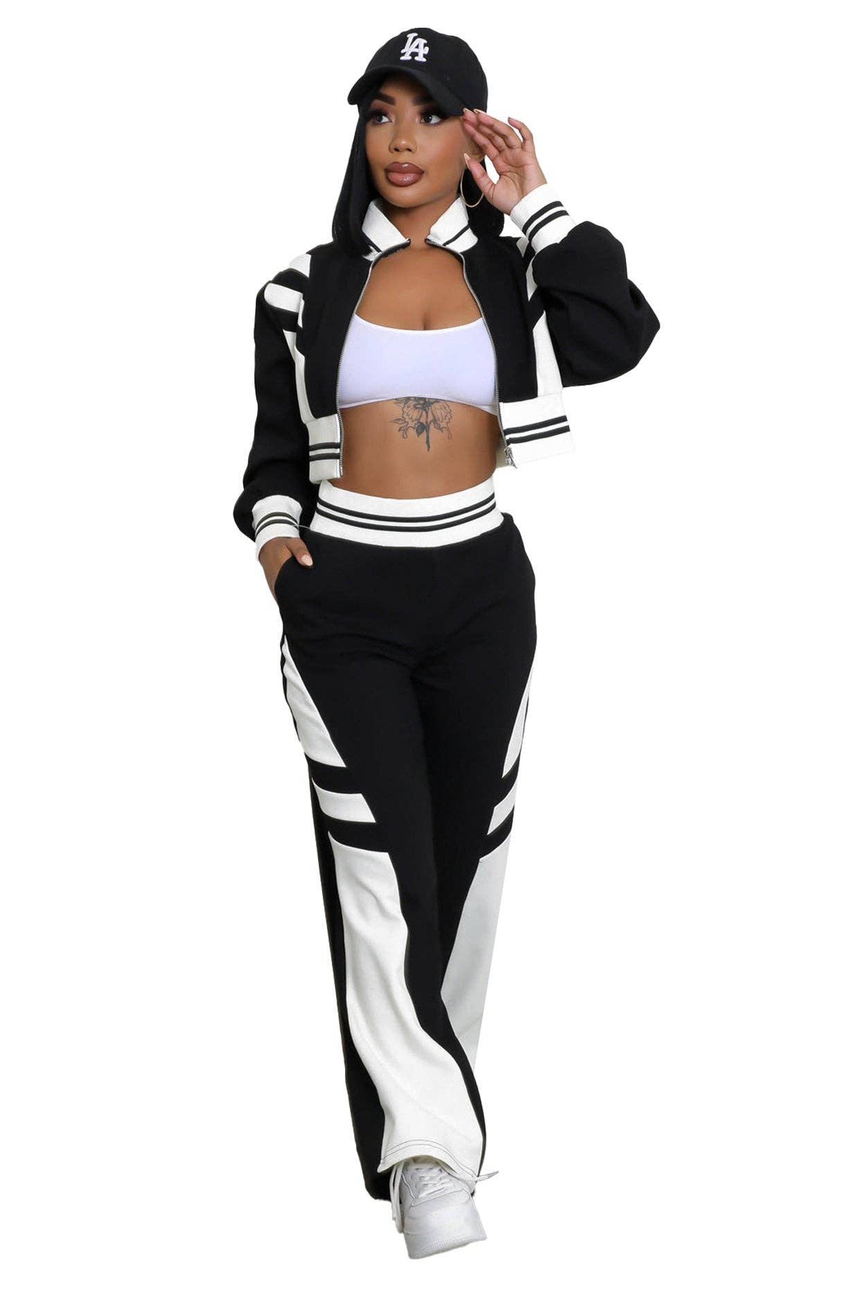 Noir ENSEMBLE DEUX PIÈCES DÉCONTRACTÉ POUR FEMMES en vente sur Faire1