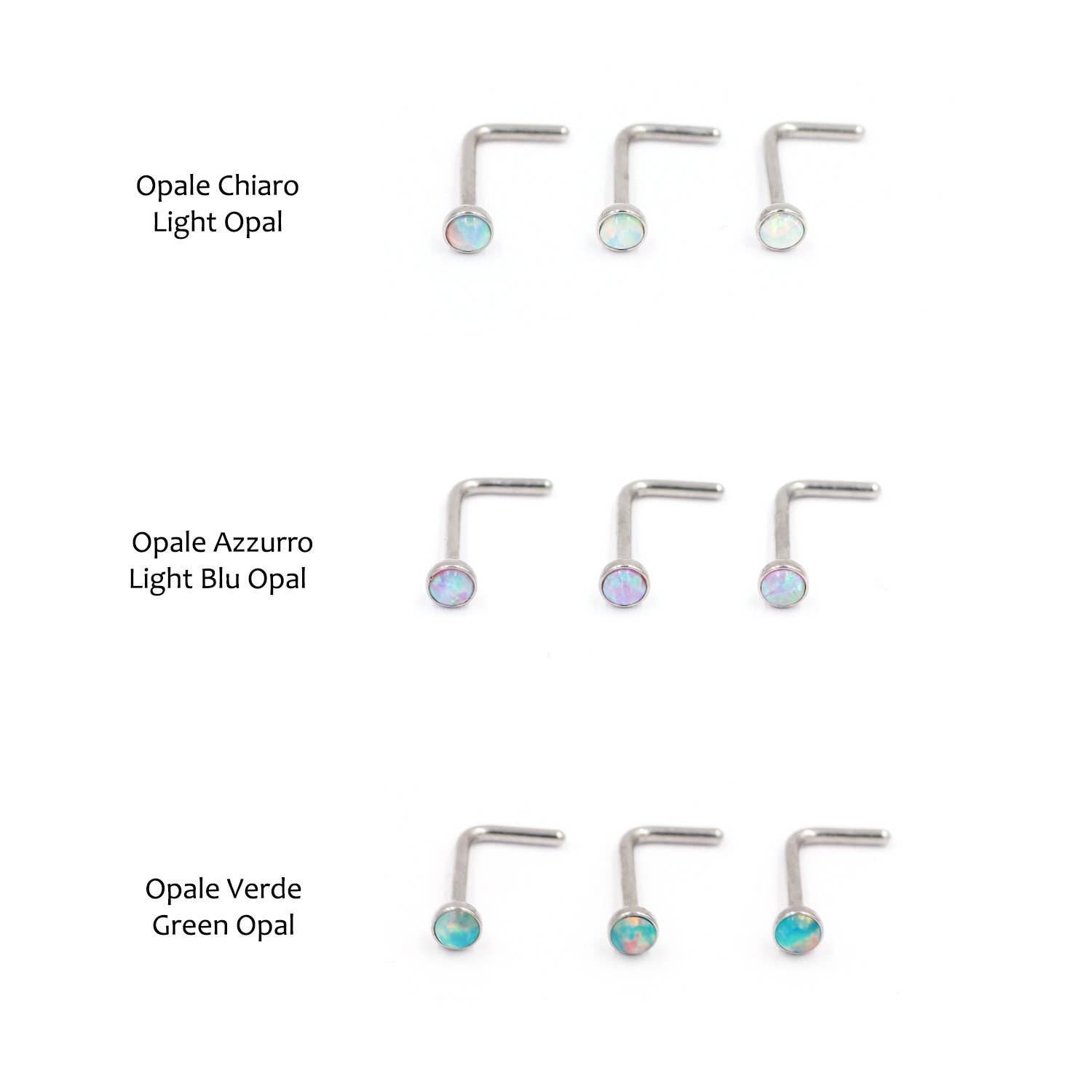 Awaken – Großhandel Nasenring – Awaken Opal-Nasenstecker in L-Form - PB-0372