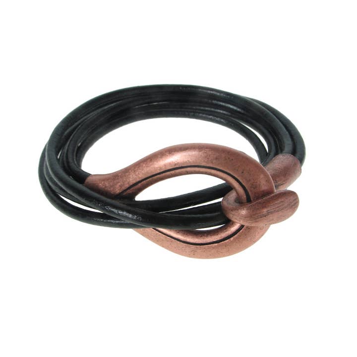 Cord Leather Bracelet | 3-Strand Wrap Teardrop Hook Clasp for wholesale by Erica Zap Designs