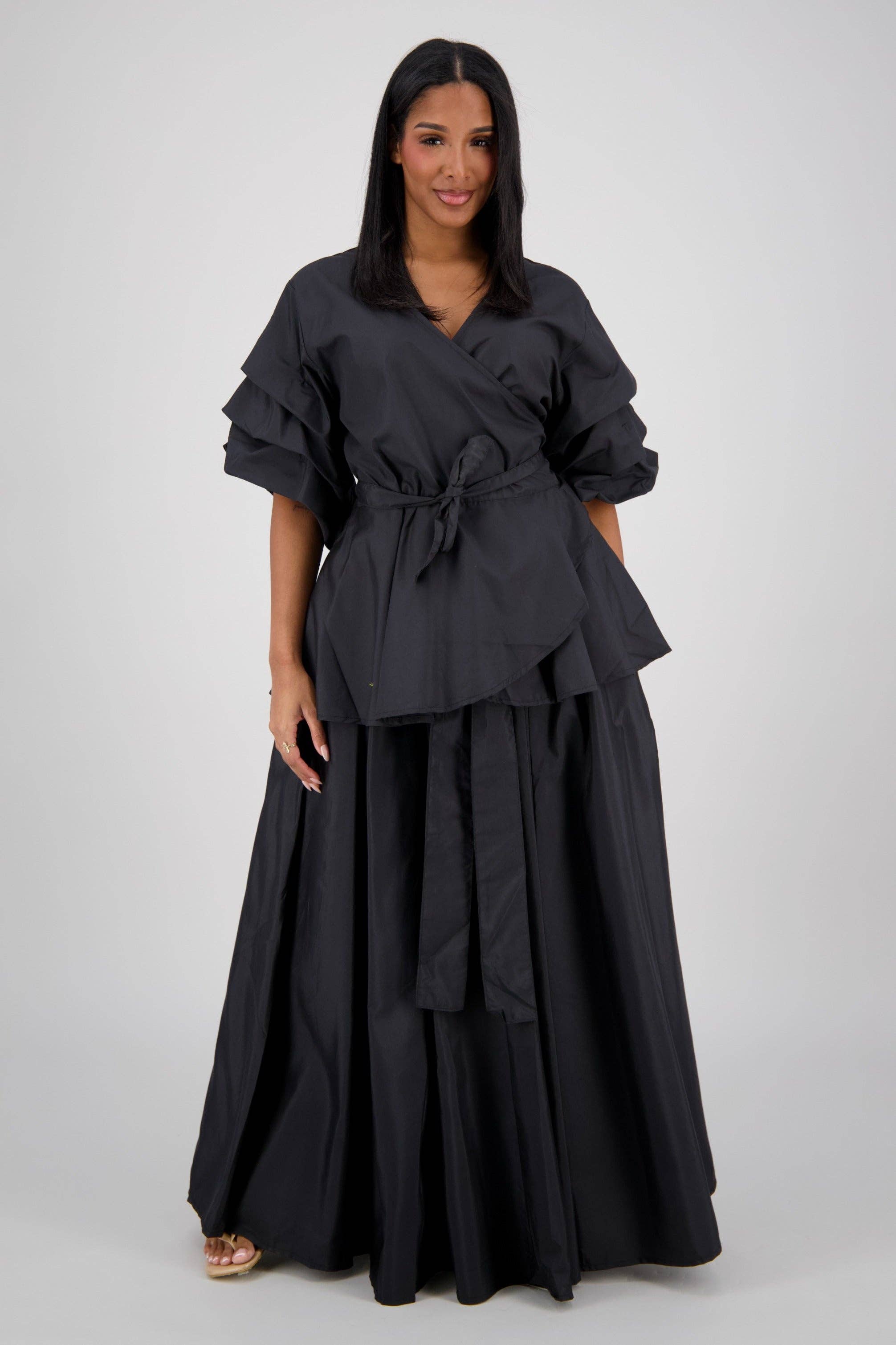 Advance Apparels – Großhandel Set aus Oberteil und Rock – Damen – Wickeloberteil-Rock-Set AS-250770