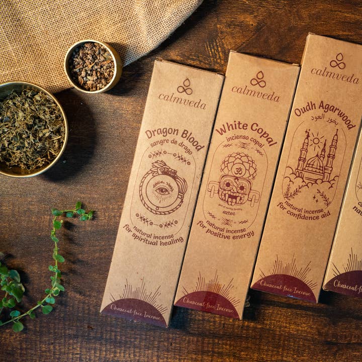 Calmveda Incense & Aromatherapy - Wholesale Incense - Charcoal Based Resin Incense Sticks Large Set - 90 grams