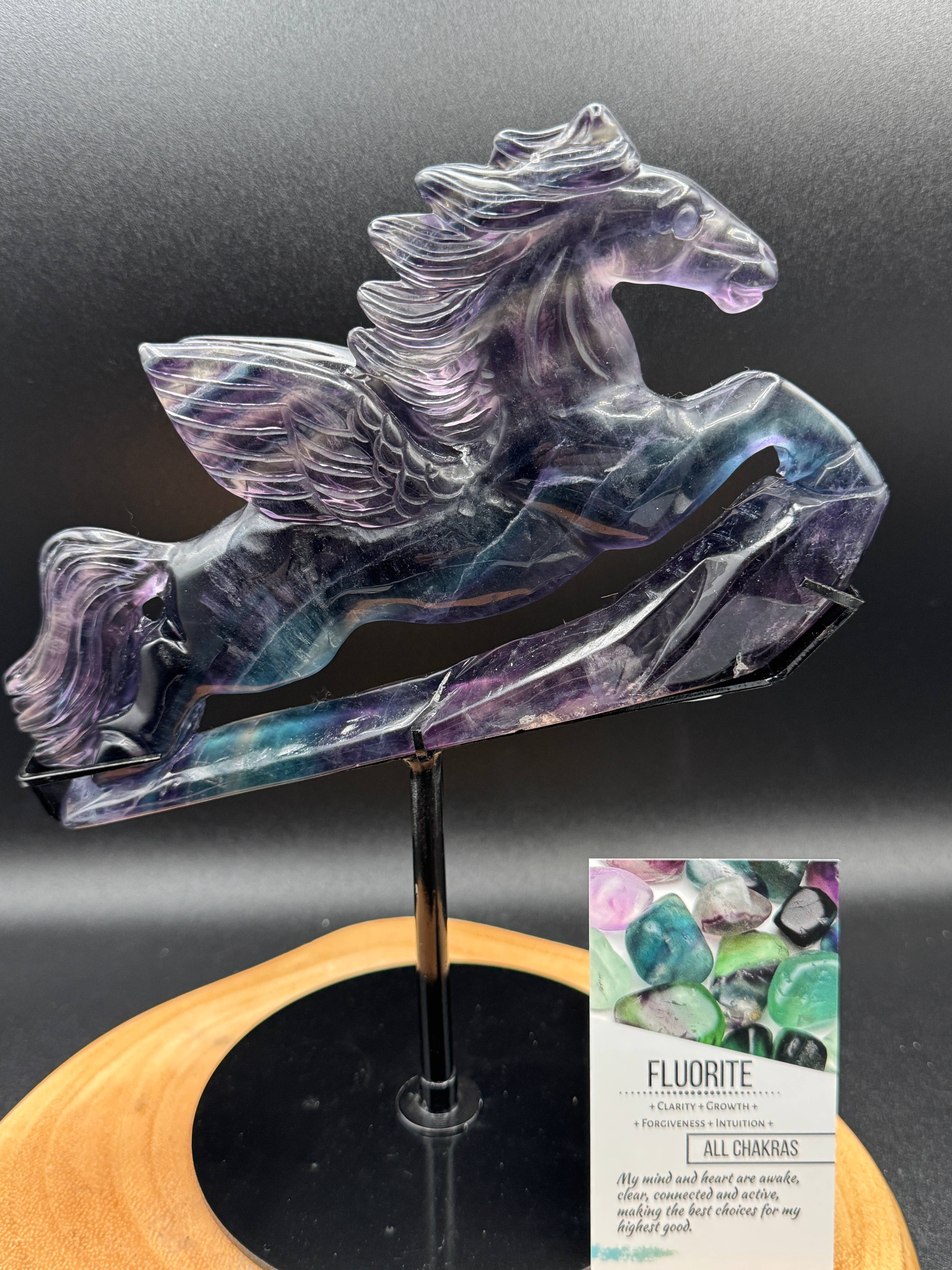 The 7 Directions - Wholesale Spiritual Stone/Crystal - Exquisite Rainbow fluorite Flying horse Pegasus H2083