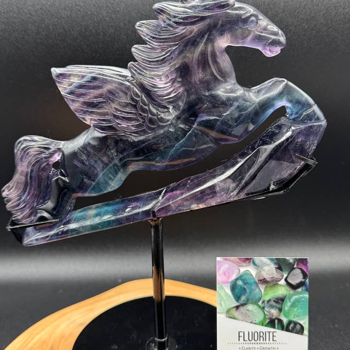 The 7 Directions - Wholesale Spiritual Stone/Crystal - Exquisite Rainbow fluorite Flying horse Pegasus H2083