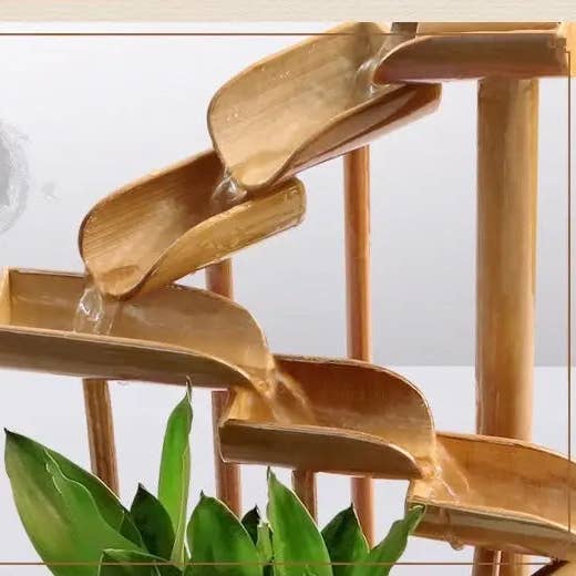 everythingbamboo - Wholesale Decorative tabletop object - Bamboo Handmade Handcrafted Water Feature Fountain With Basin Flowing Water Wheels Home Decor Many Styles11