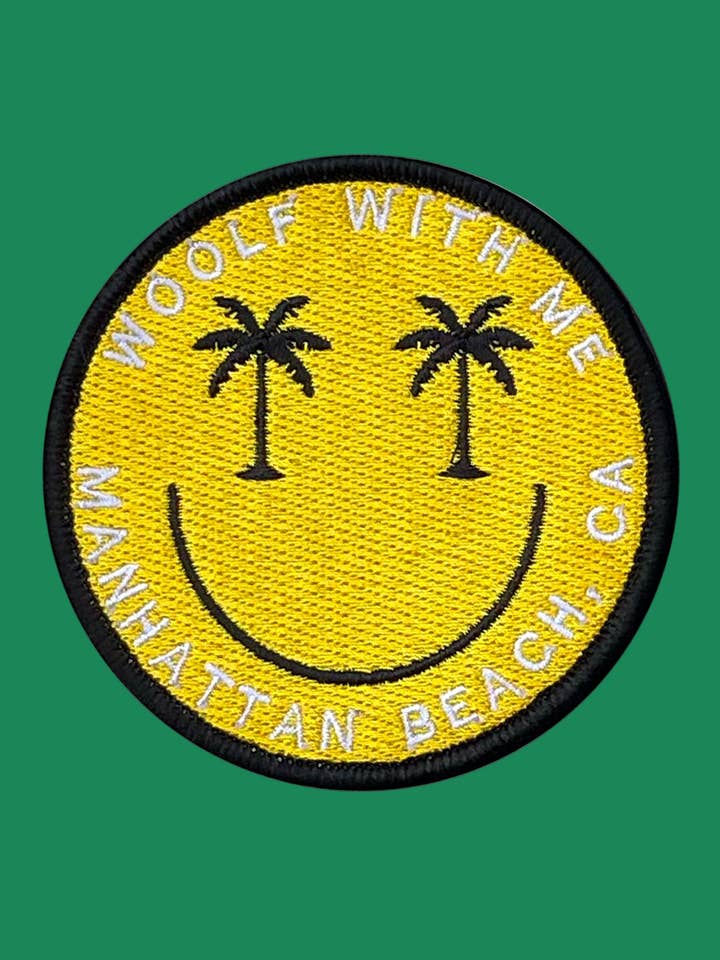 Velcro Patch Happy Face Palm Manhattan Beach, Ca for wholesale by WOOLF WITH MEĀ®