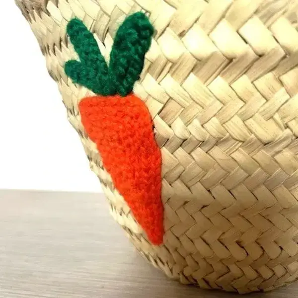 High crafty - Vendita all'ingrosso Cestino - Bambini e neonati - Dolce Carrot Mini Basket – Borsa a Mano Intrecciata in Foglia di Palma con Emb3