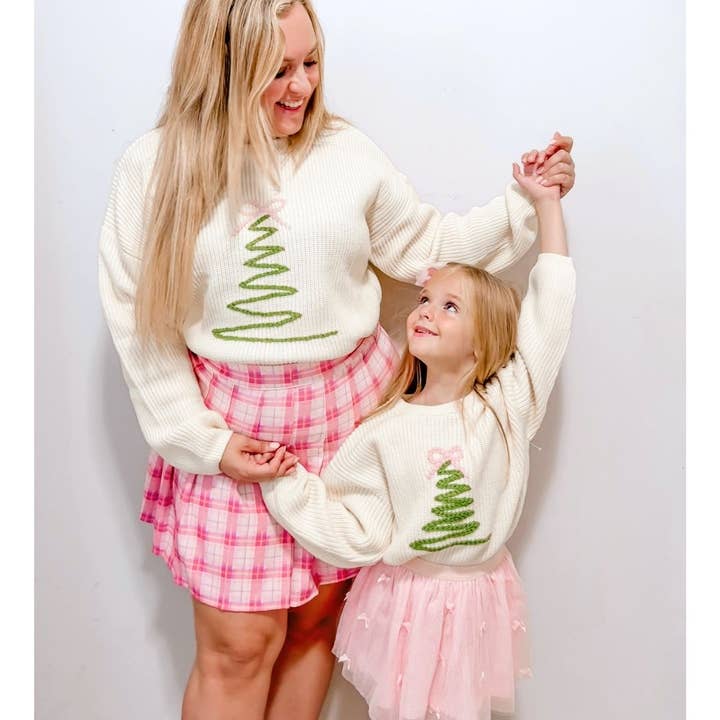 Sweet Wink - Wholesale Knit Sweater - Women's - Coquette Christmas Tree Knit Women's Sweater - Mommy and Me2