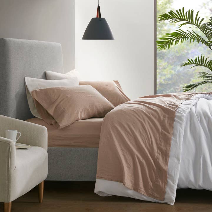 Olliix - Wholesale Sheet Set - Linen Cotton Blend Sheet Set, Warm Taupe