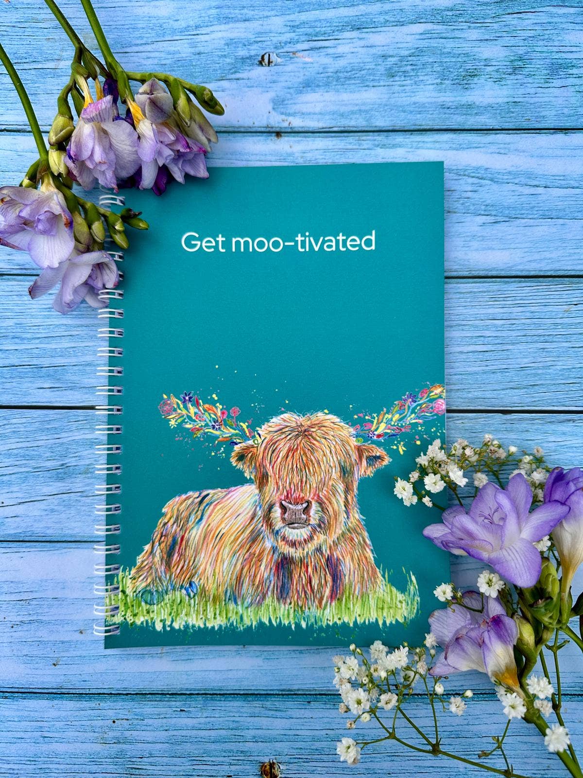 Jen Winnett Eco Artist - Wholesale Notebook - Highland Cow Lined Eco Friendly A5 Notebook UK Made Notepad1