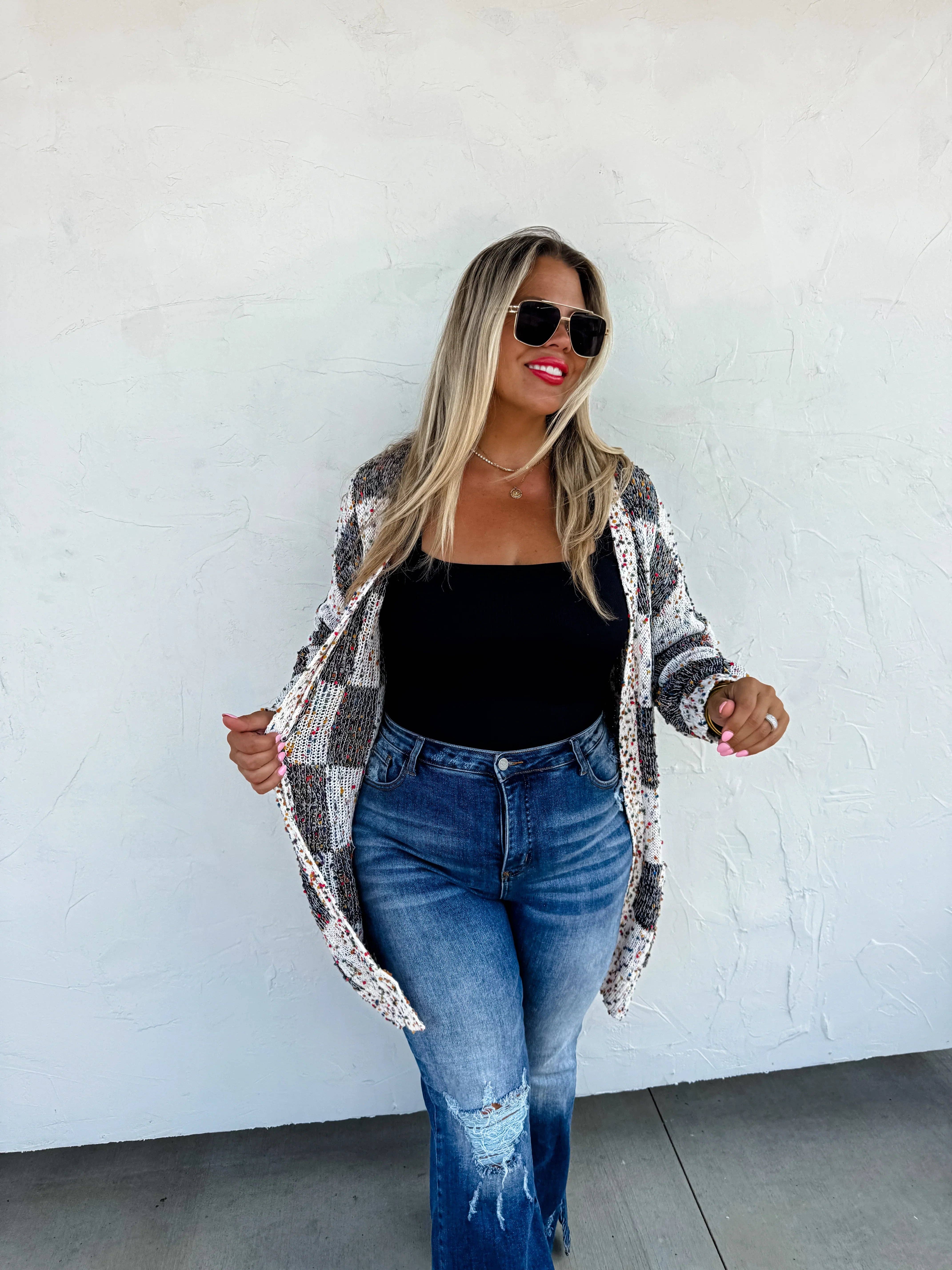 Bella Nova Style Co - Wholesale Cardigan - Women's - PREORDER: Checkered Miley Dot Cardigan in Four Colors4