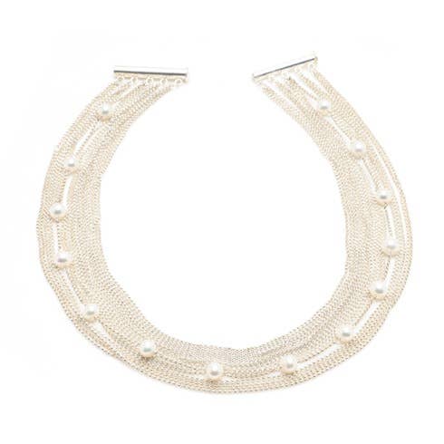 Chaîne en argent sterling et collier de perles pour la vente par Dana Blair Designs