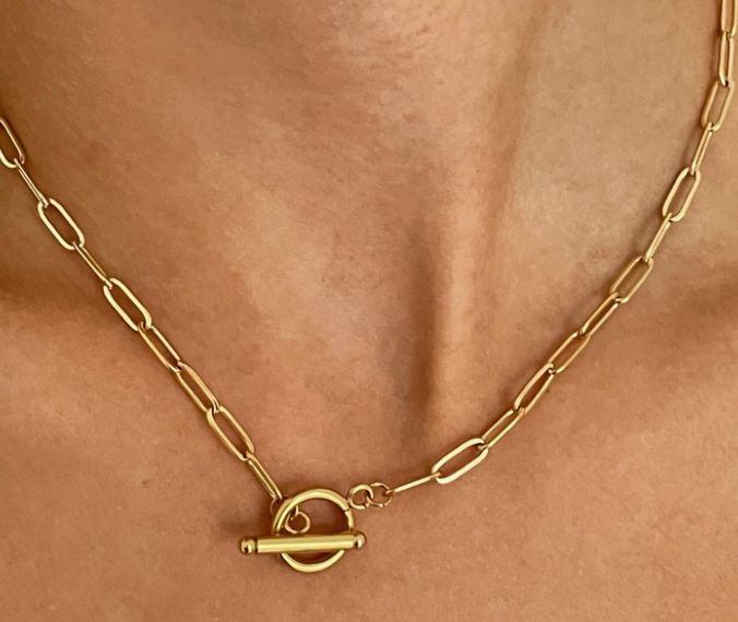 HoopLa – Colar de elos e correntes por atacado – Colar com Elos de Papel Oval - Aço 14K à Prova de Água 18"2