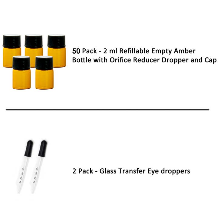 Youngever - Wholesale Essential oil holder - Youngever 50 Pieces 2ml Glass Vials Bottles with Caps- Amber2