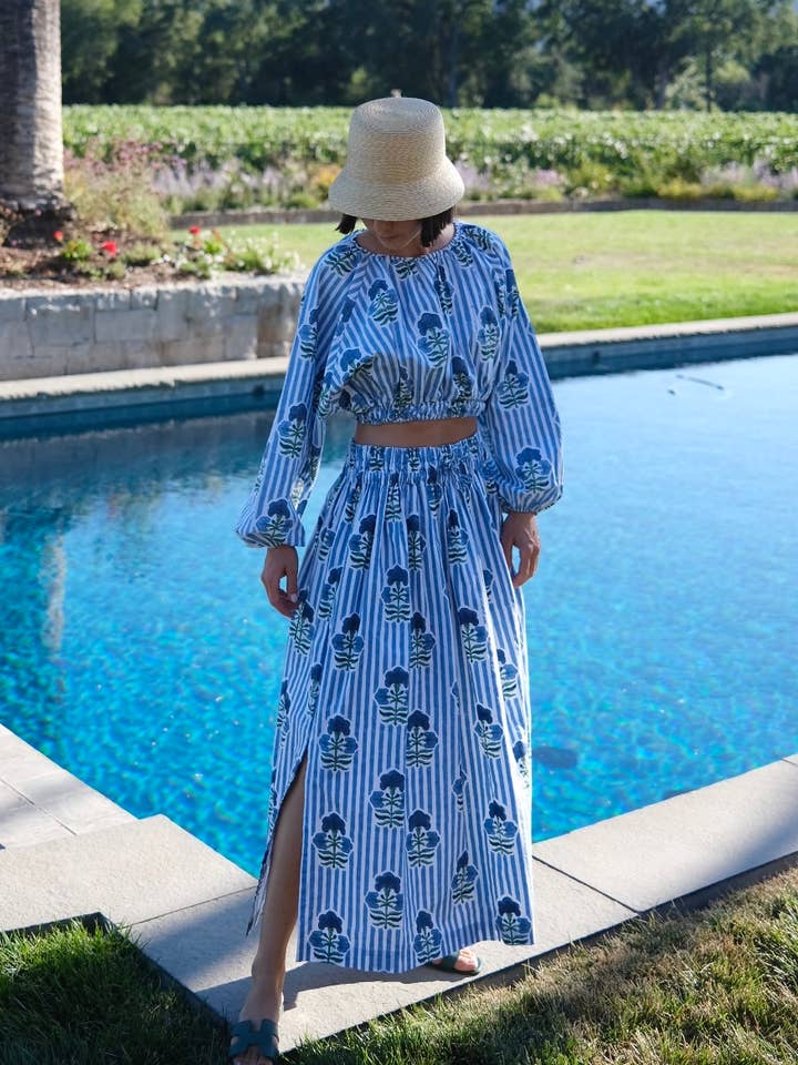 Newport Top Blue Green Flower for wholesale by Maison Marigold