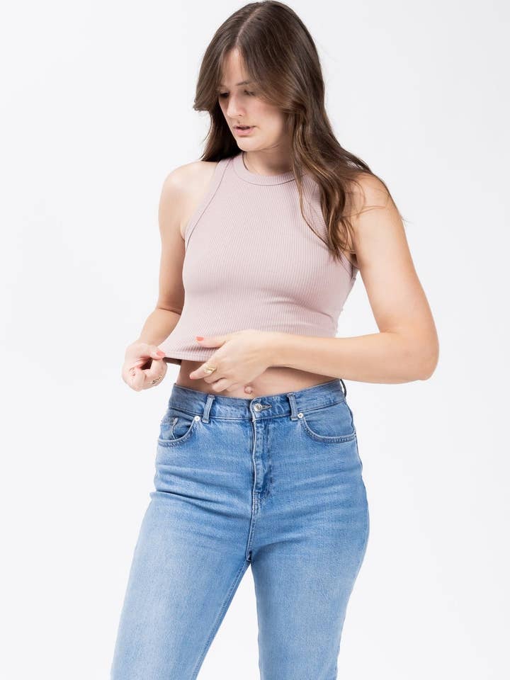 Camiseta sin mangas Bridgewater acanalada color malva claro para venta al por mayor de Briavia