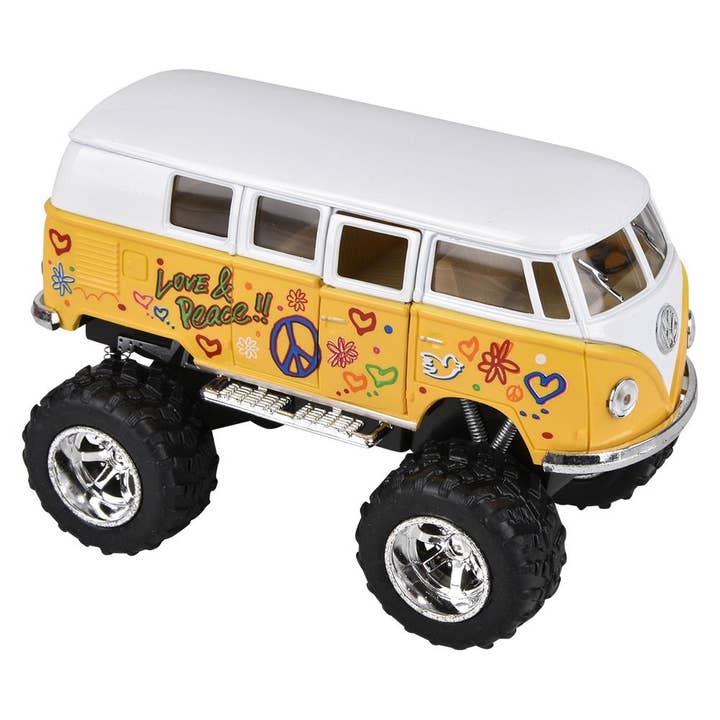 The Toy Network - Wholesale Toy Car/Truck - Kids - 5" Diecast Pull Back Big Wheel VW Bus W/Printing 12/Db3