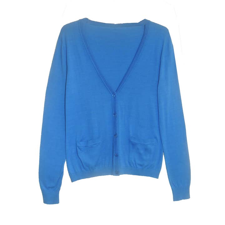 Cardigan à manches longues avec poches - BLEU - Grande taille pour la vente par La Cera