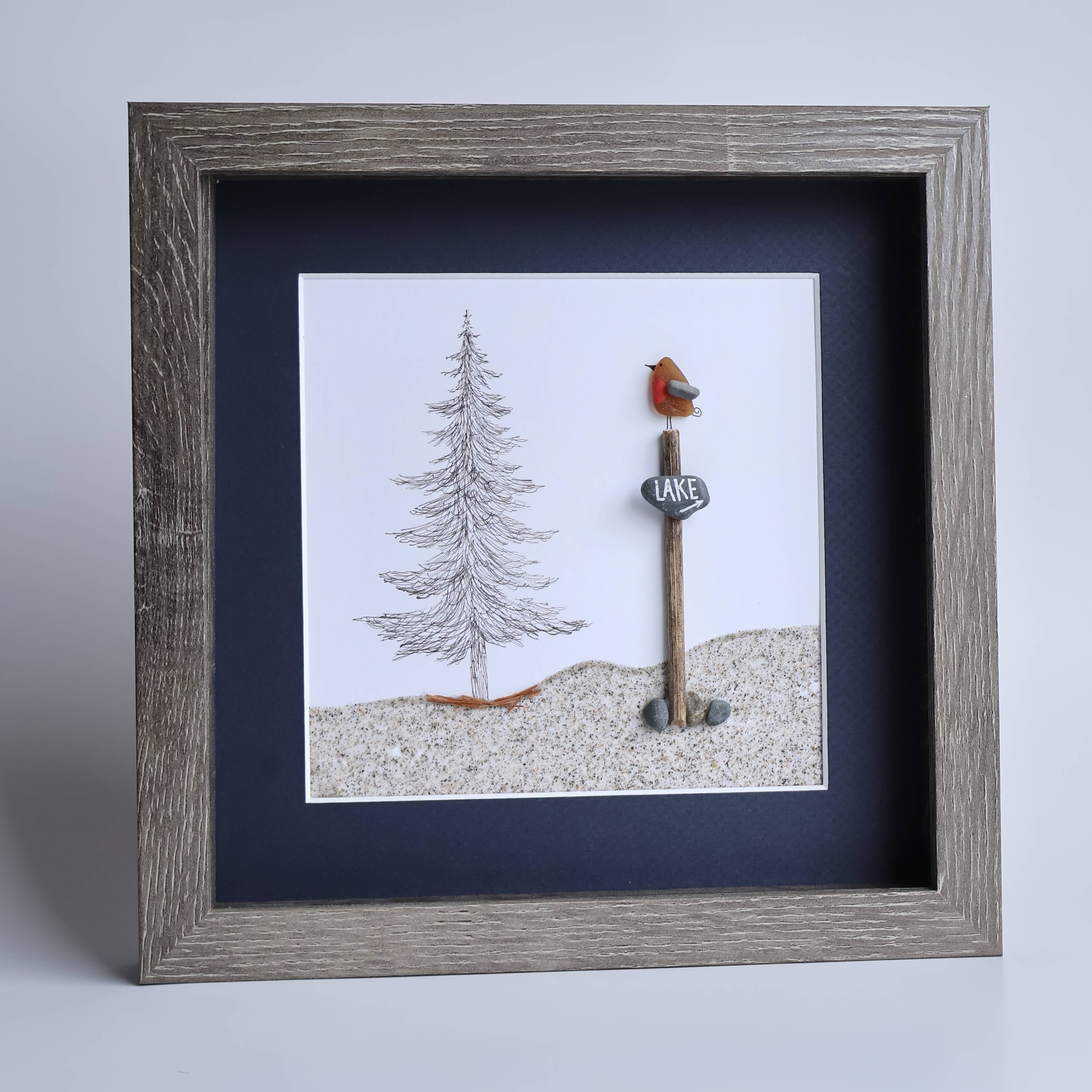 Driftsea Creations - Wholesale Sign - Sea Glass Robin on a Lake Signpost1