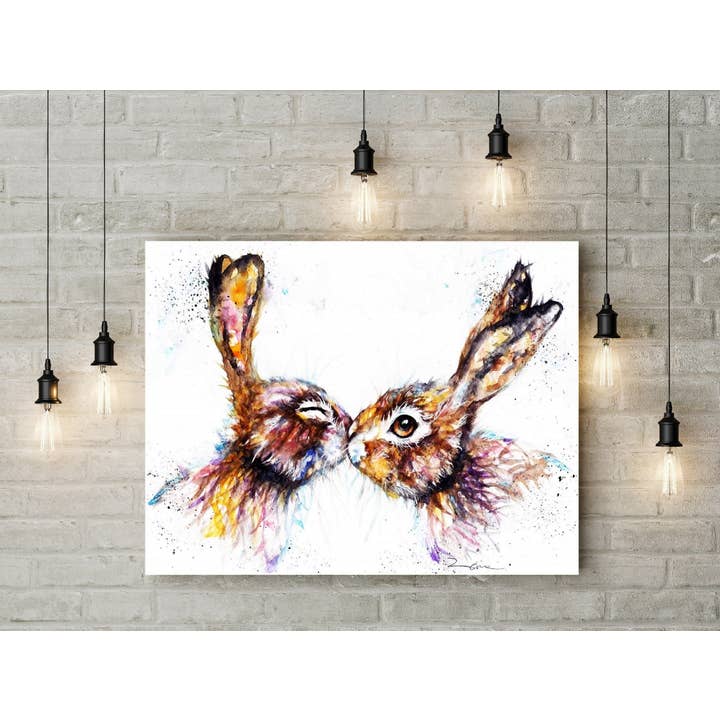 Kissing Hares Box Canvas 24 x 16" for wholesale by bee.arts