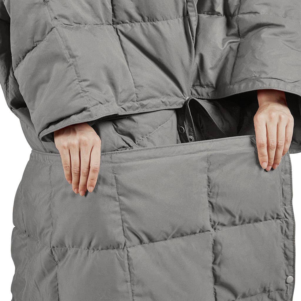 Olliix - Vente Plaids - Couverture portable de camping en duvet et plumes d'oie, gris6