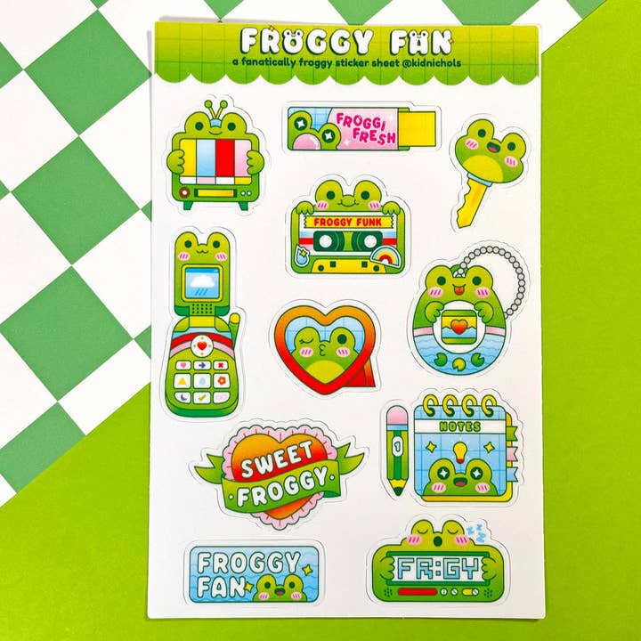 Froggy Fan Sticker Sheet | Frog Lovers | Y2k | Cute | Kawaii for wholesale by Kidnichols