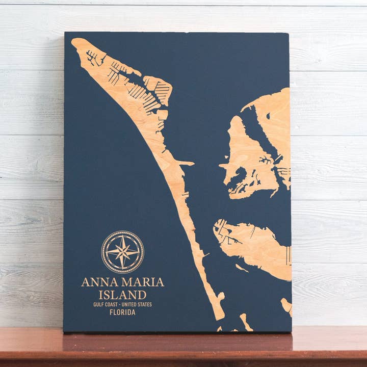 Anna Marie Island, Florida Coastal Map for wholesale by Benoit's Design Co.