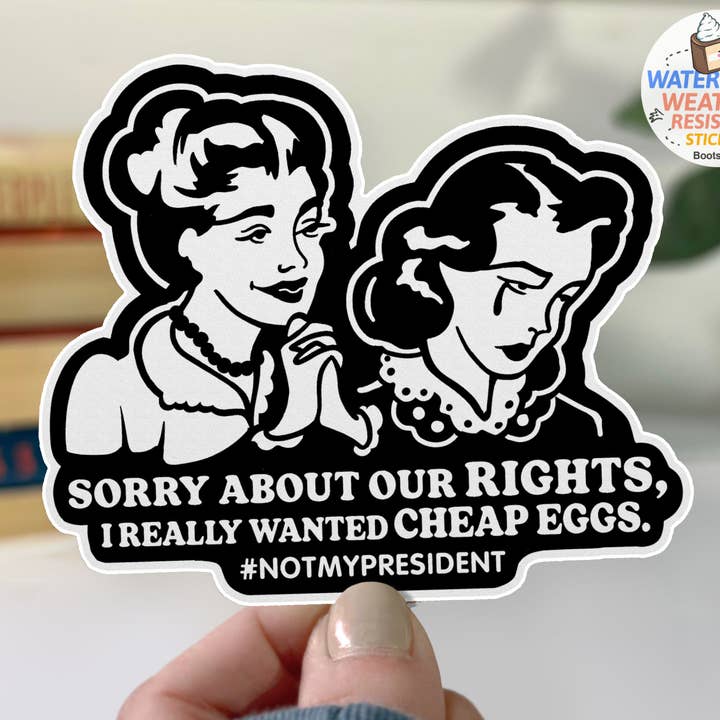 Funny Anti-Trump Sticker 3" Waterproof Political Humor Decal for wholesale by BootsTees