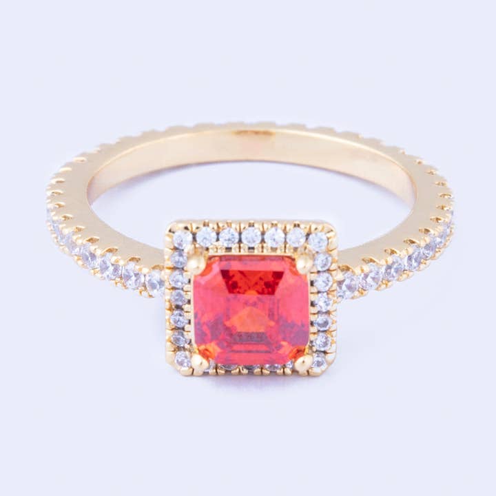 Anillo rojo clásico con circonita cúbica #7 para venta al por mayor de Knight & Day Jewellery