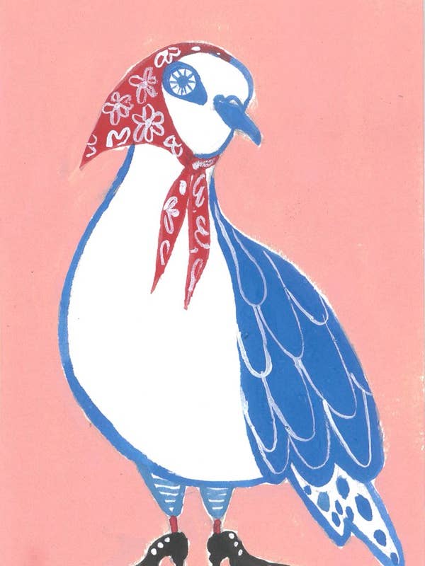 Babushka duivenkunst print voor wholesale door Juni BK