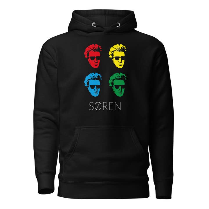 Soeren Kierkegaard Pop Art - Hoodie Premium por atacado de The Philosopher's Shirt