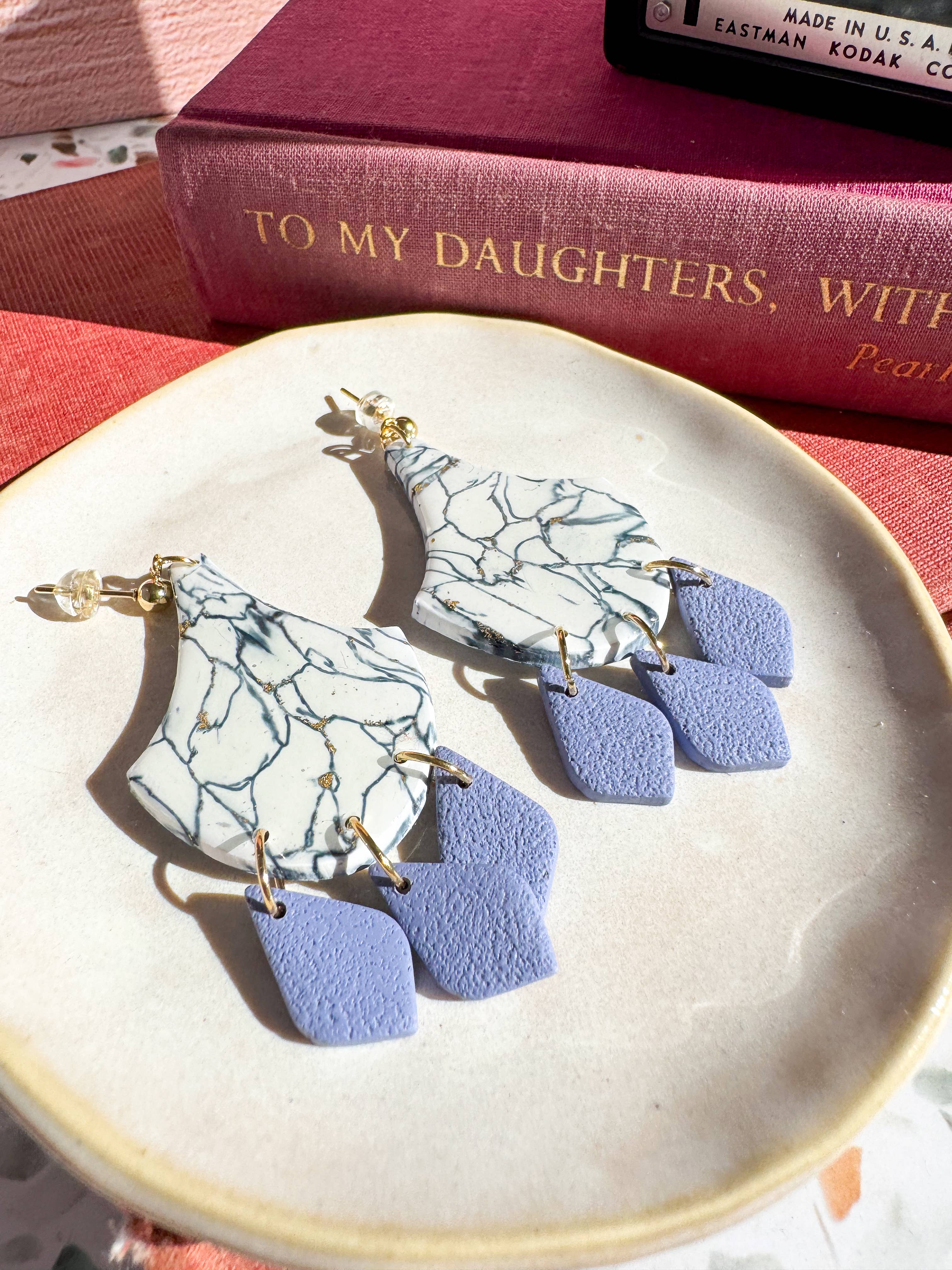 Anam Cara Clay Goods - Wholesale Dangle Earrings - Marbled Cherish Drop Earrings-Polymer Clay7