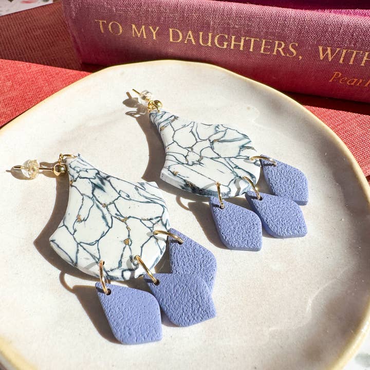 Anam Cara Clay Goods - Wholesale Dangle Earrings - Marbled Cherish Drop Earrings-Polymer Clay7