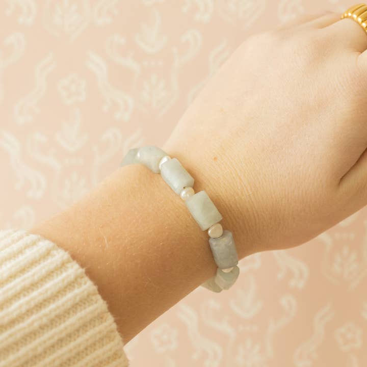 Land of Palms - Wholesale Armband met kralen - armband met aquamarijn en parels1