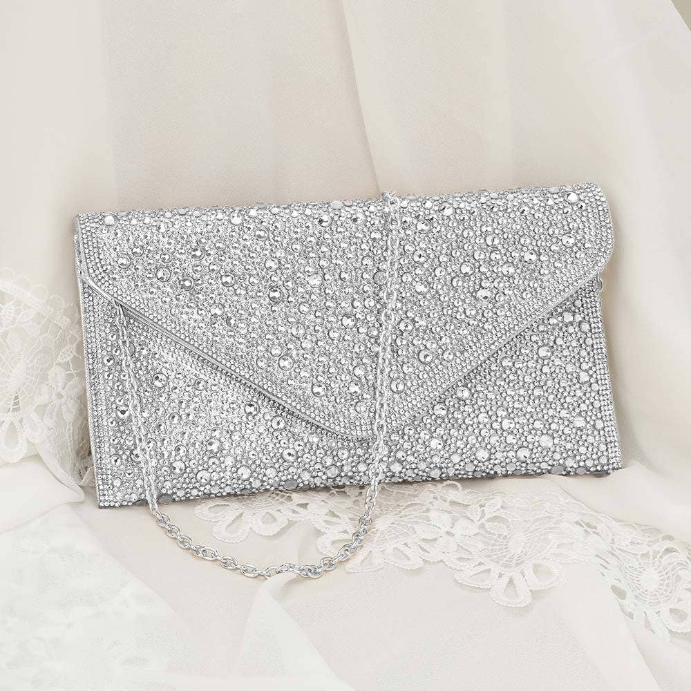 Sensibling Corp. - Wholesale Clutch Bag - Women's - Bling Studded Envelop Evening Clutch Bag / Crossbody Bag6
