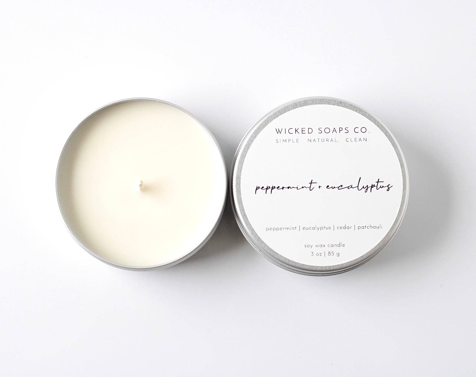 Wicked Soaps Co. – Großhandel Reisekerzen – Peppermint + Eucalyptus Sojawachskerze2