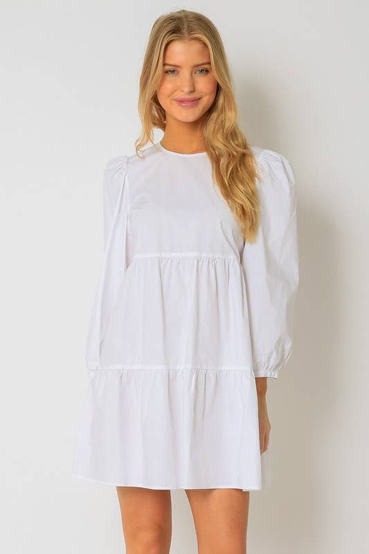 Olivaceous – wholesale Klänning - Dam – Poplin klänning med volanger i minilängd1