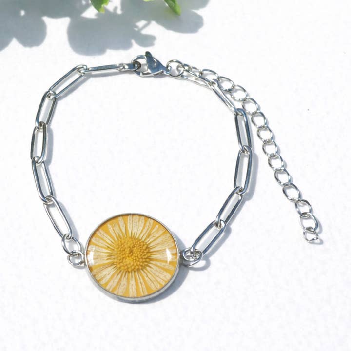 Geperste Bloemen Paperclip Ketting Armband voor wholesale door My Beverly Jewelry