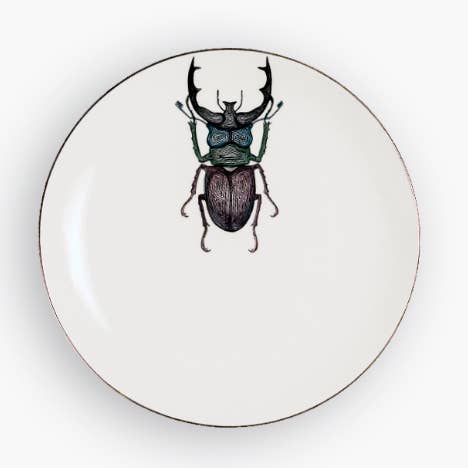 Efterrättstallrik med rådjursbagge-motiv för wholesale av MiCuit ilustracion