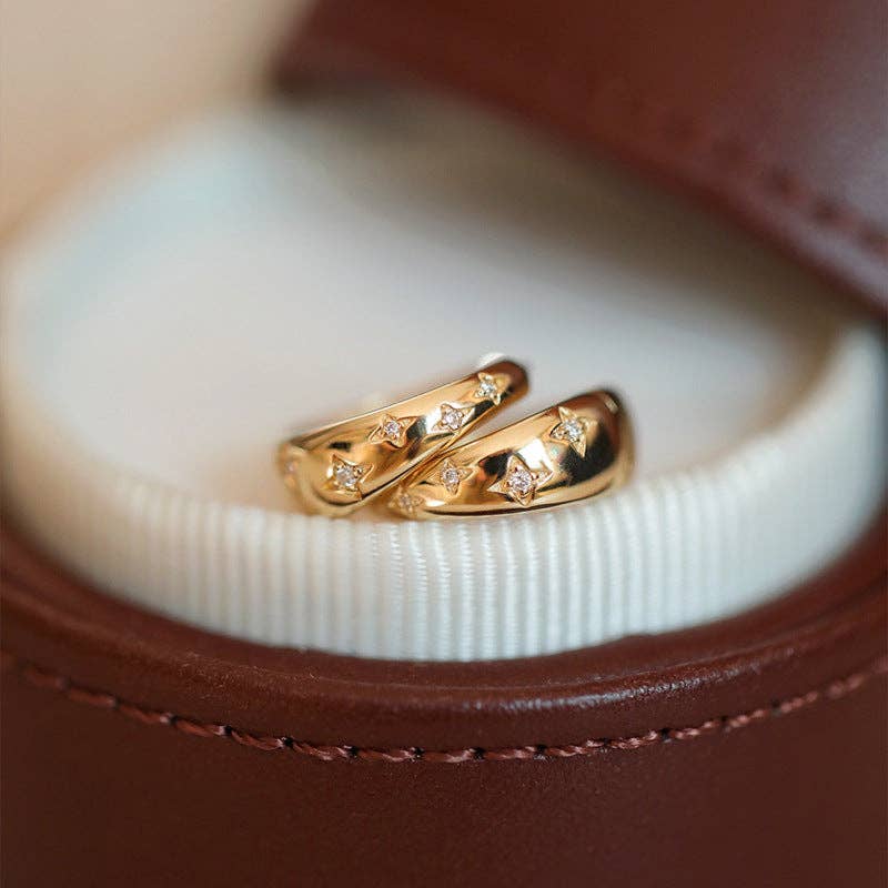 Perimade & Co. LLC - Wholesale Huggie Earrings - Dainty Gold Star Huggie Hoop Earrings in 925 Sterling Silver2