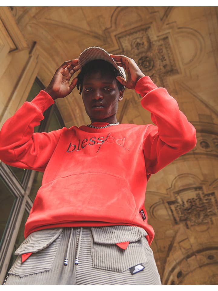 Trini Red Jersey de cuello redondo Blessed Velour de venta al por mayor en Faire