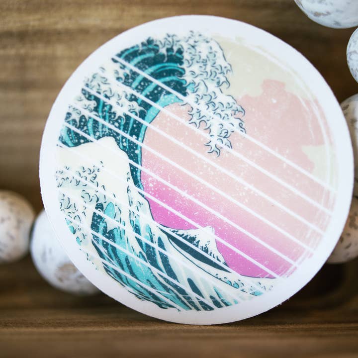 Savannah and James Co - Wholesale Sticker - Beach Wave, ClearVinyl Sticker, 3in.2