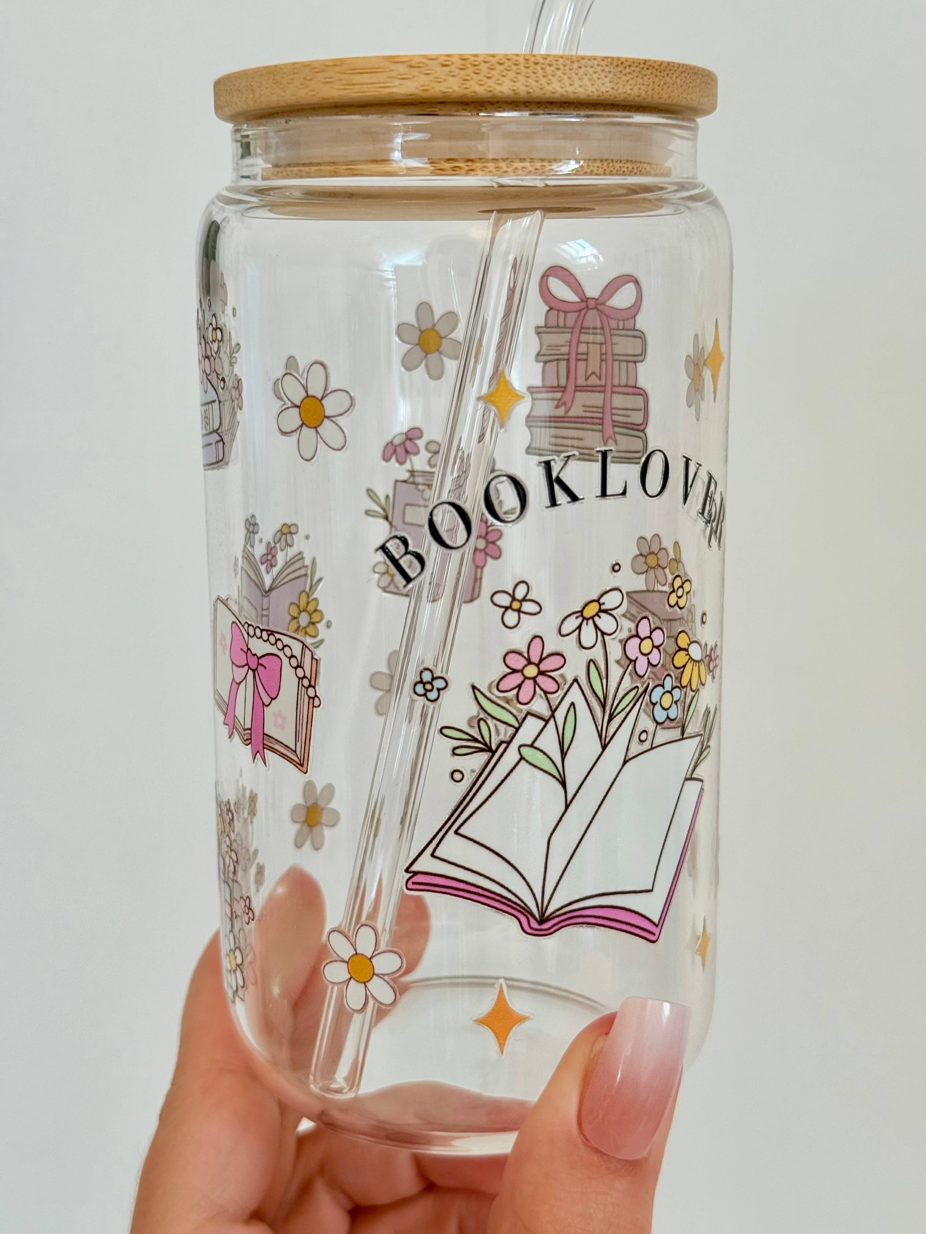 the cute cloud - Wholesale Drinking Glass/Cup - Book Lover Glass Tumbler double side print – 4-Piece Set6