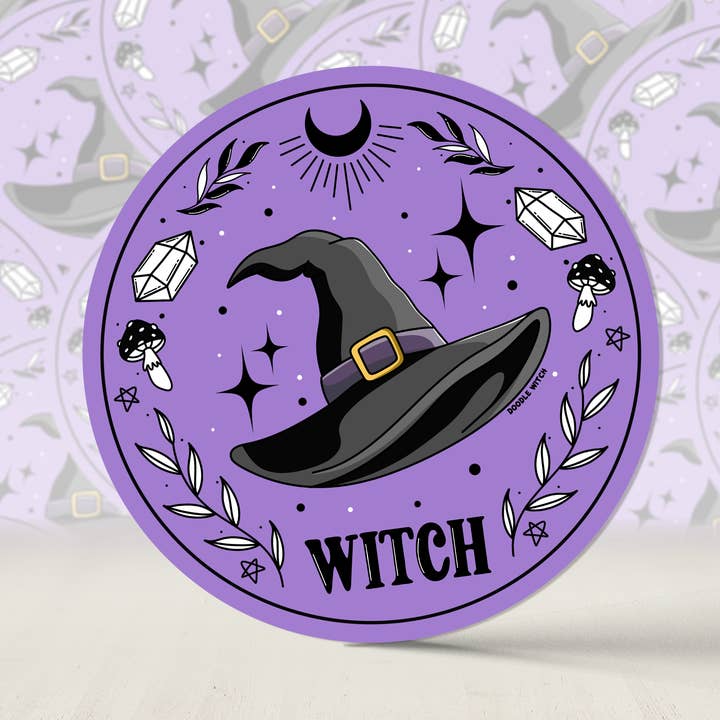 Autocollant sorcière, autocollant chapeau de sorcière pour la vente par DoodleWitch