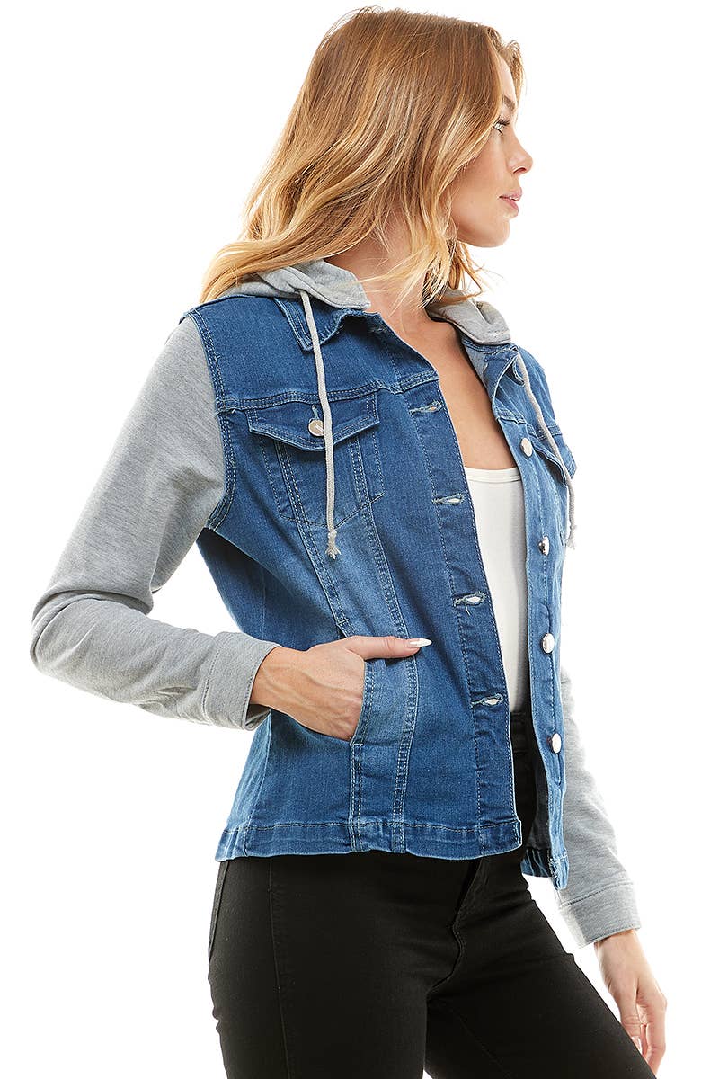 BLUE AGE - Wholesale Denim Jacket - Women's - Spandex Ladies' Denim Jacket with  Fleece Hoodie7