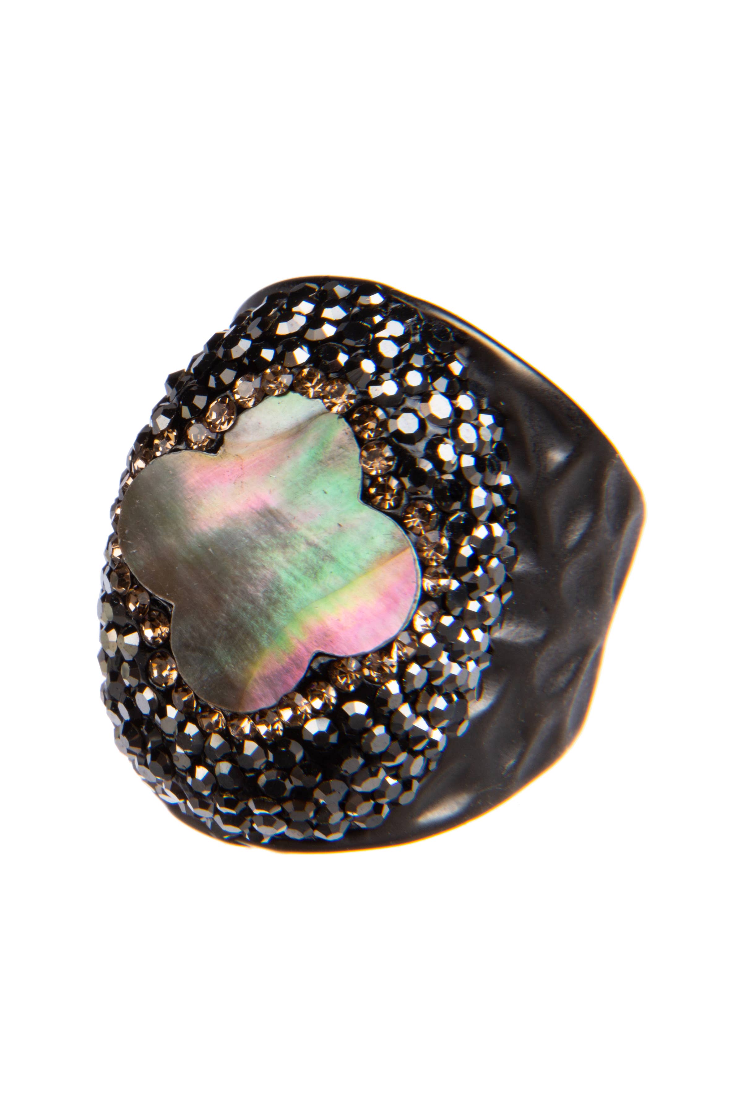 Ole - Vente Bague de cocktail/de cérémonie - Bague en alliage Clover Black Shell