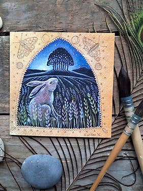 Moon in the Trees Greetings Card for wholesale by Hannah Willow Art