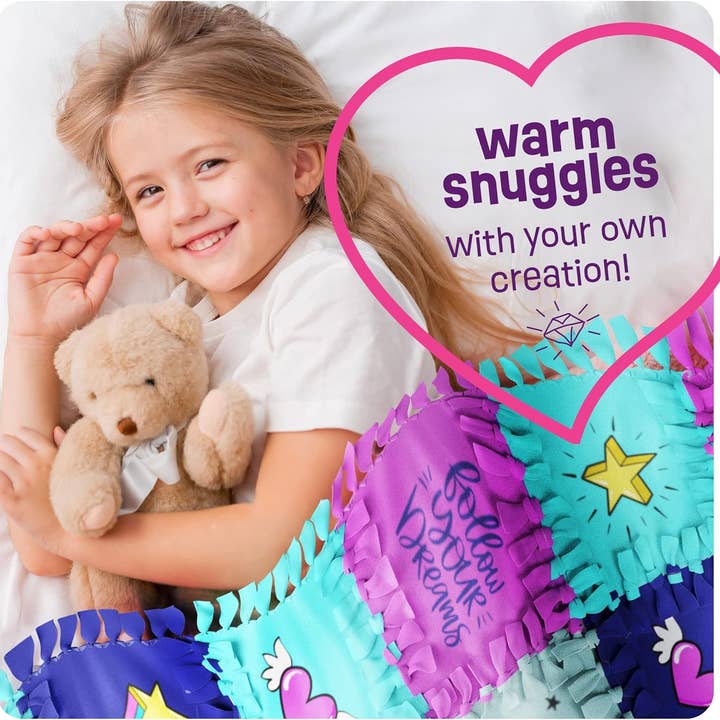 Dan&Darci - Wholesale DIY Craft Kit - Kids - Unicorn Tuck N' Tie Fleece Blanket Making Kit