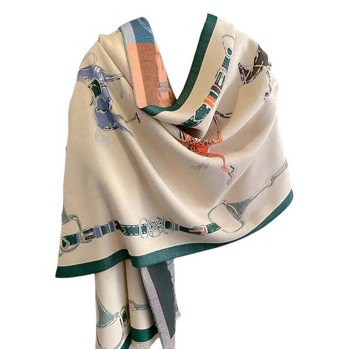 JPC Equestrian - Wholesale Scarf - Women's - AWST Int'l Hunter Horses Acrylic Cashmere Scarf7